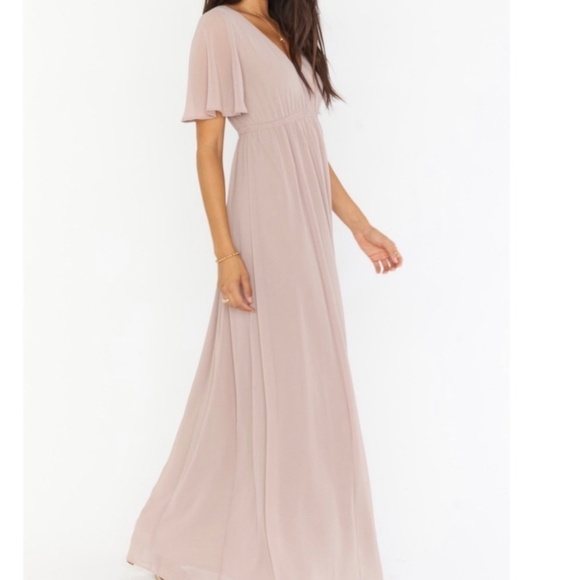 Show Me Your Mumu Emily Empire Maxi Dress Soft Beige NWT - Picture 3 of 10